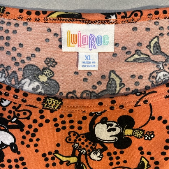 Lularoe Women’s Orange Minnie Mouse Short Sleeve Top Size XL Disney Irma Tunic - Picture 3 of 8